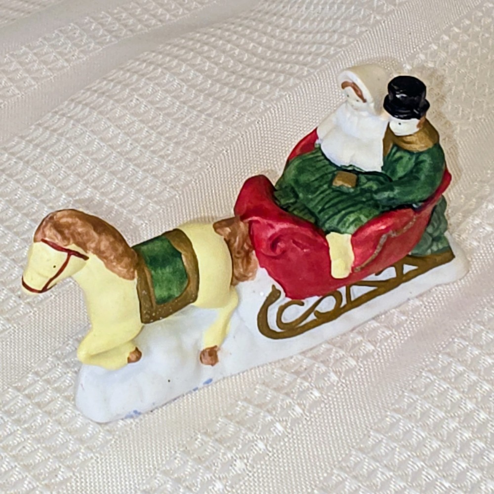 Lefton Colonial‎ Christmas Village, One Horse Open Sleigh, 1987 Geo. Z. Lefton